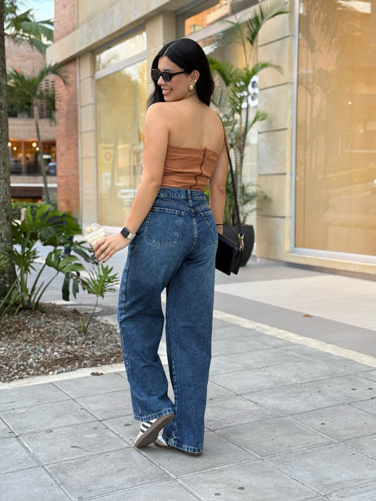 Pantalón Jean Wide Leg Classic Stone