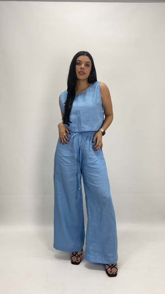 Set Atenas lino azul