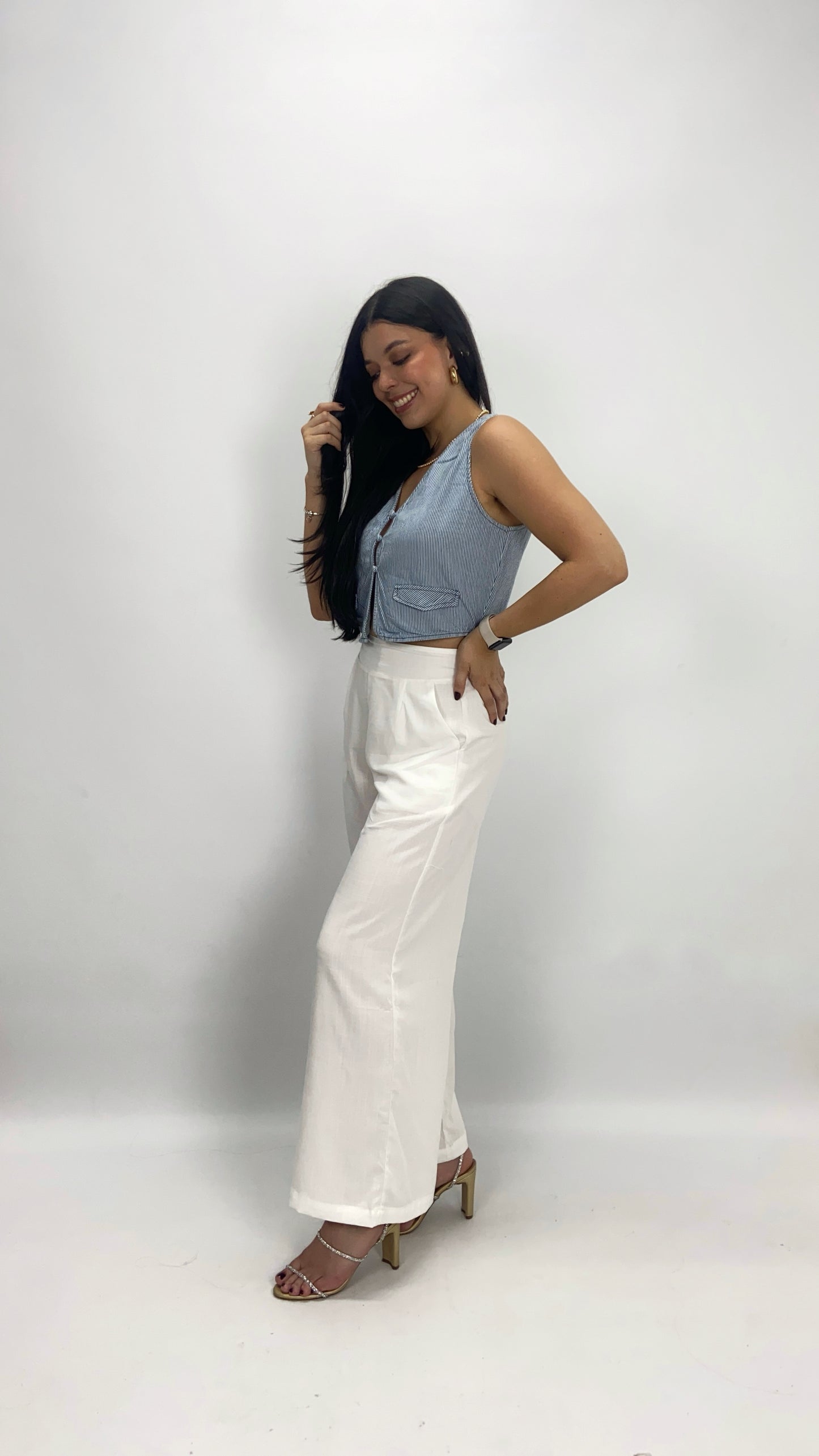 Chaleco Lima rayas azul
