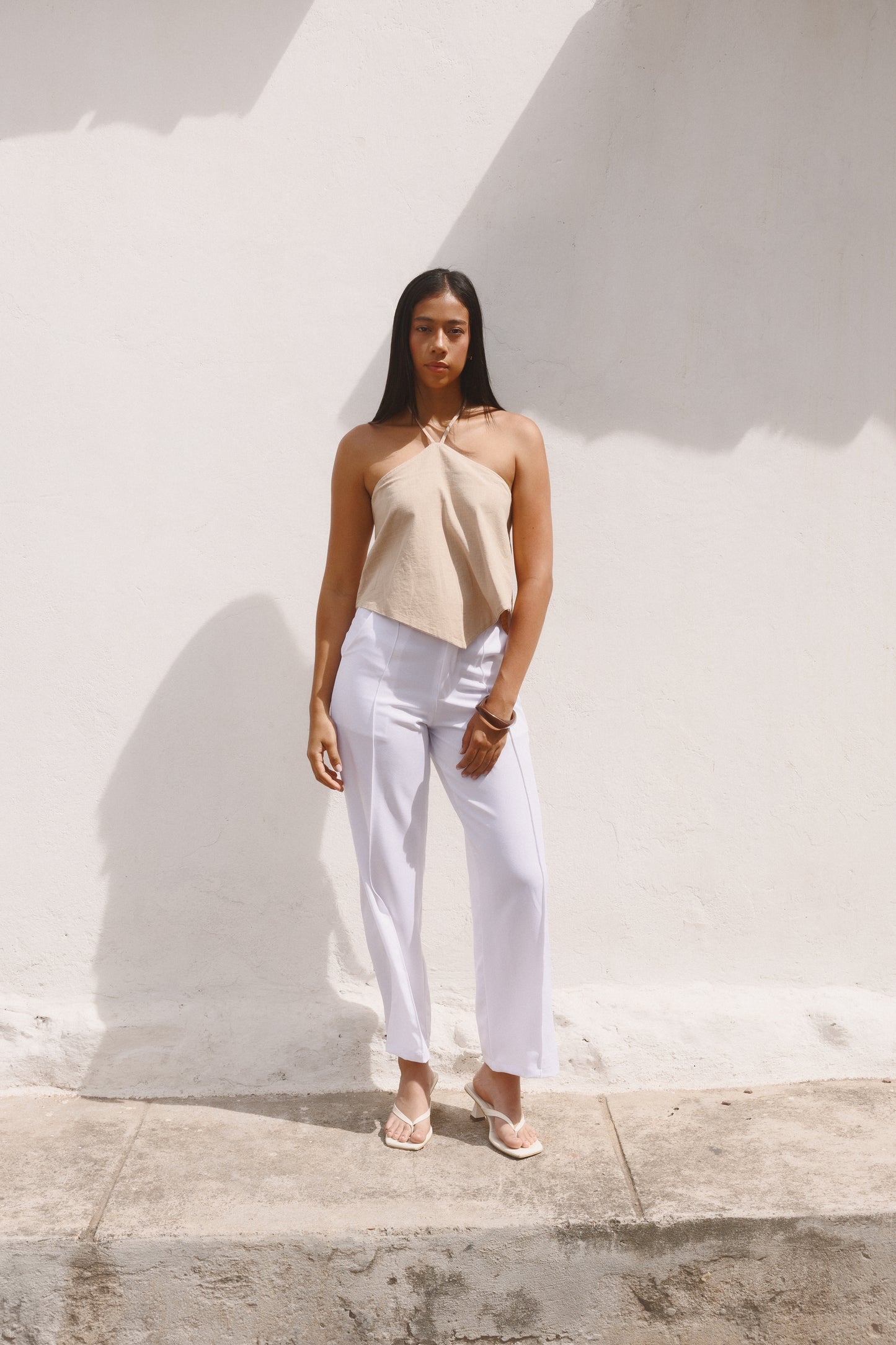 Blusa Amanecer lino rosada caqui