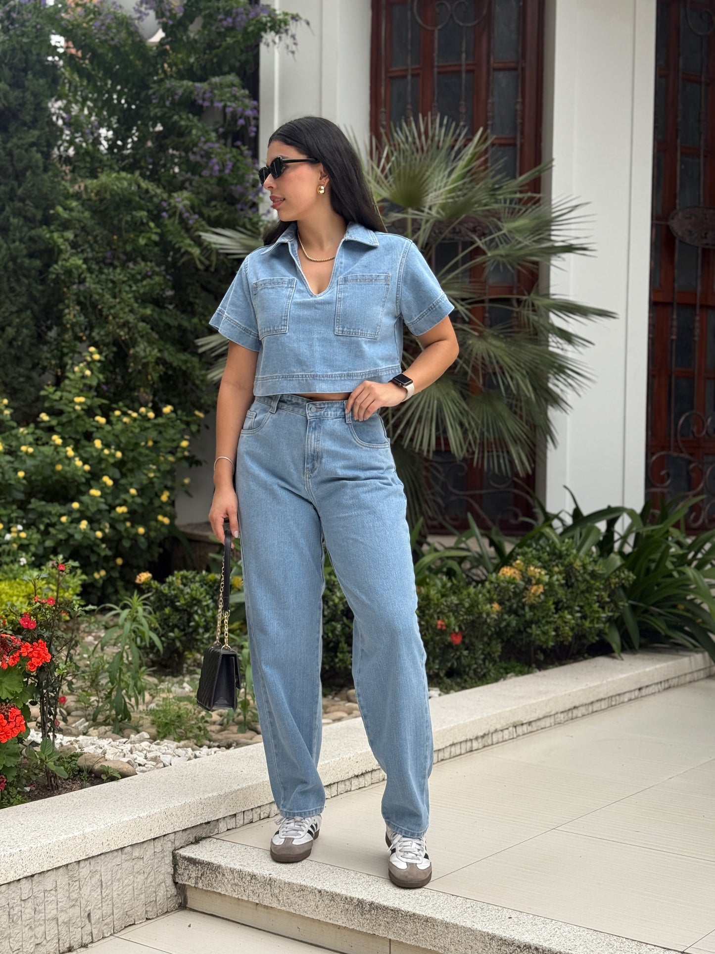 Pantalón Jean huevito Aura denim hielo