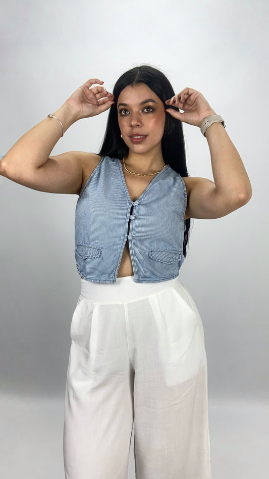 Chaleco Lima rayas azul