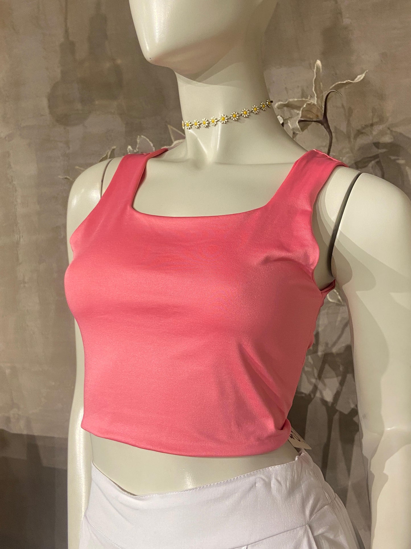 Top Recto tira gruesa rosado