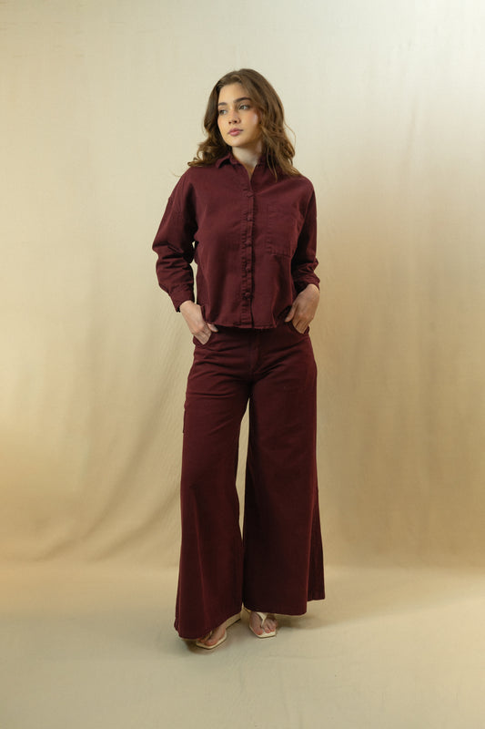 Camisa Fluir con tu Esencia Borgoña