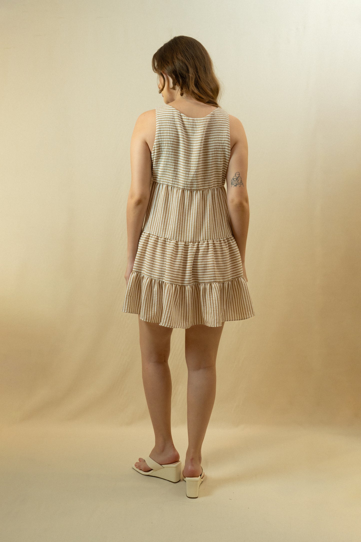 Vestido Calma rayas Caqui