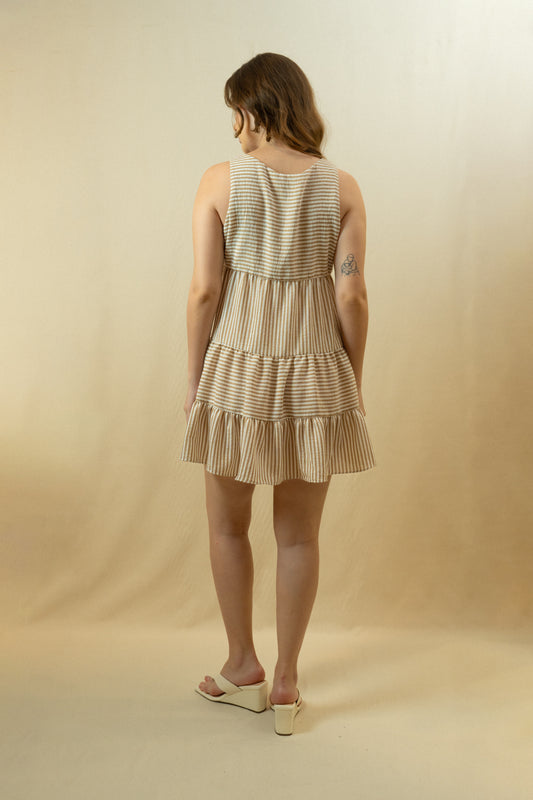 Vestido Calma rayas Caqui