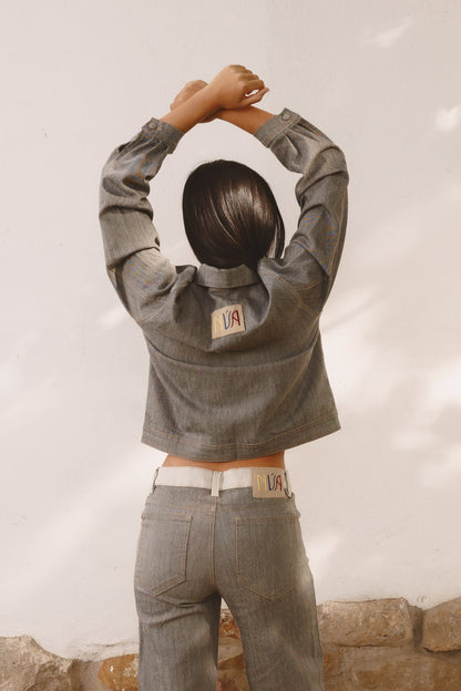 Jacket Solcito Drill Gris Jaspeado