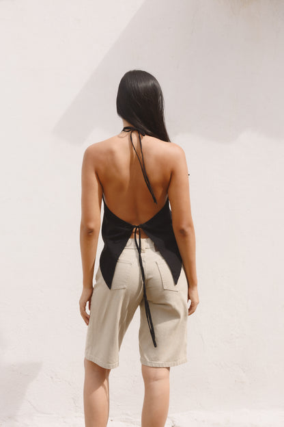 Blusa Amanecer lino rosada negra