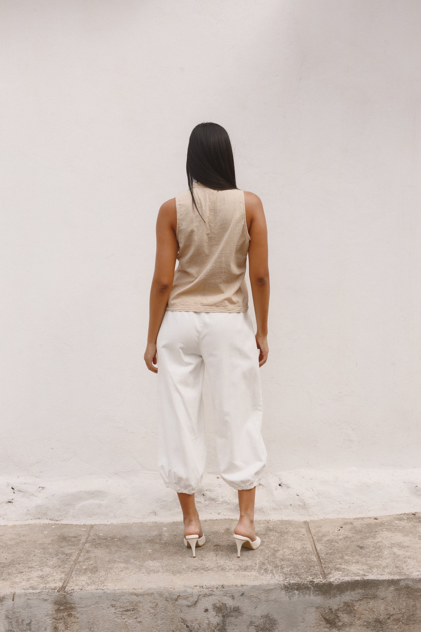 Blusa Tang Lazo lino caqui