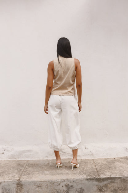 Blusa Tang Lazo lino caqui