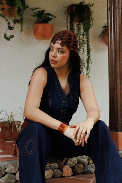 Chaleco Espirales denim oscuro
