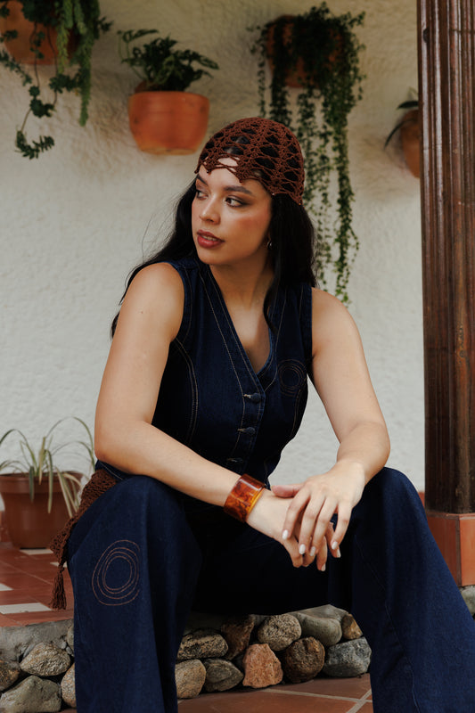 Chaleco Espirales denim oscuro