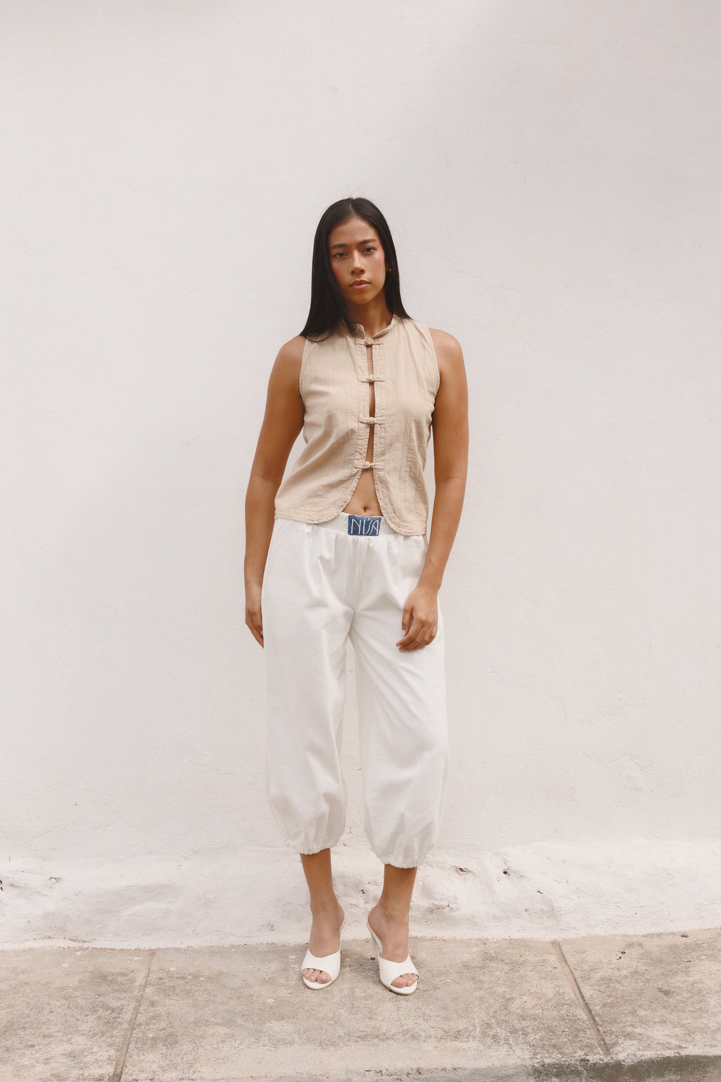 Blusa Tang Lazo lino caqui