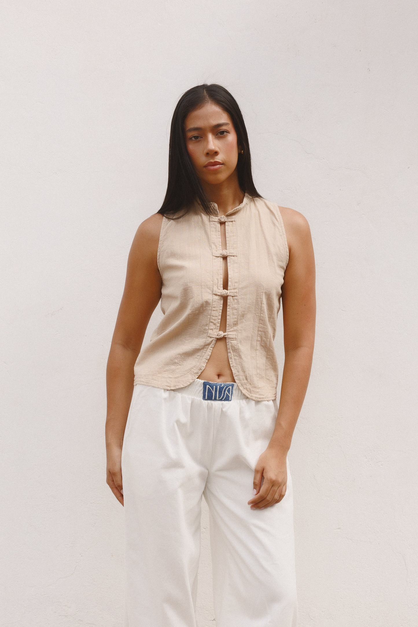 Blusa Tang Lazo lino caqui