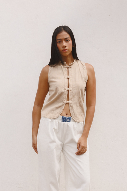 Blusa Tang Lazo lino caqui