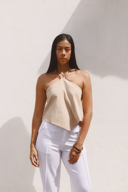 Blusa Amanecer lino rosada caqui