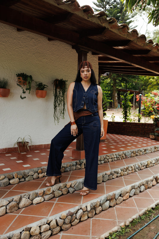 Pantalón Espirales denim oscuro