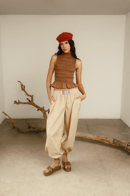 Blusa Raíces encauchada café