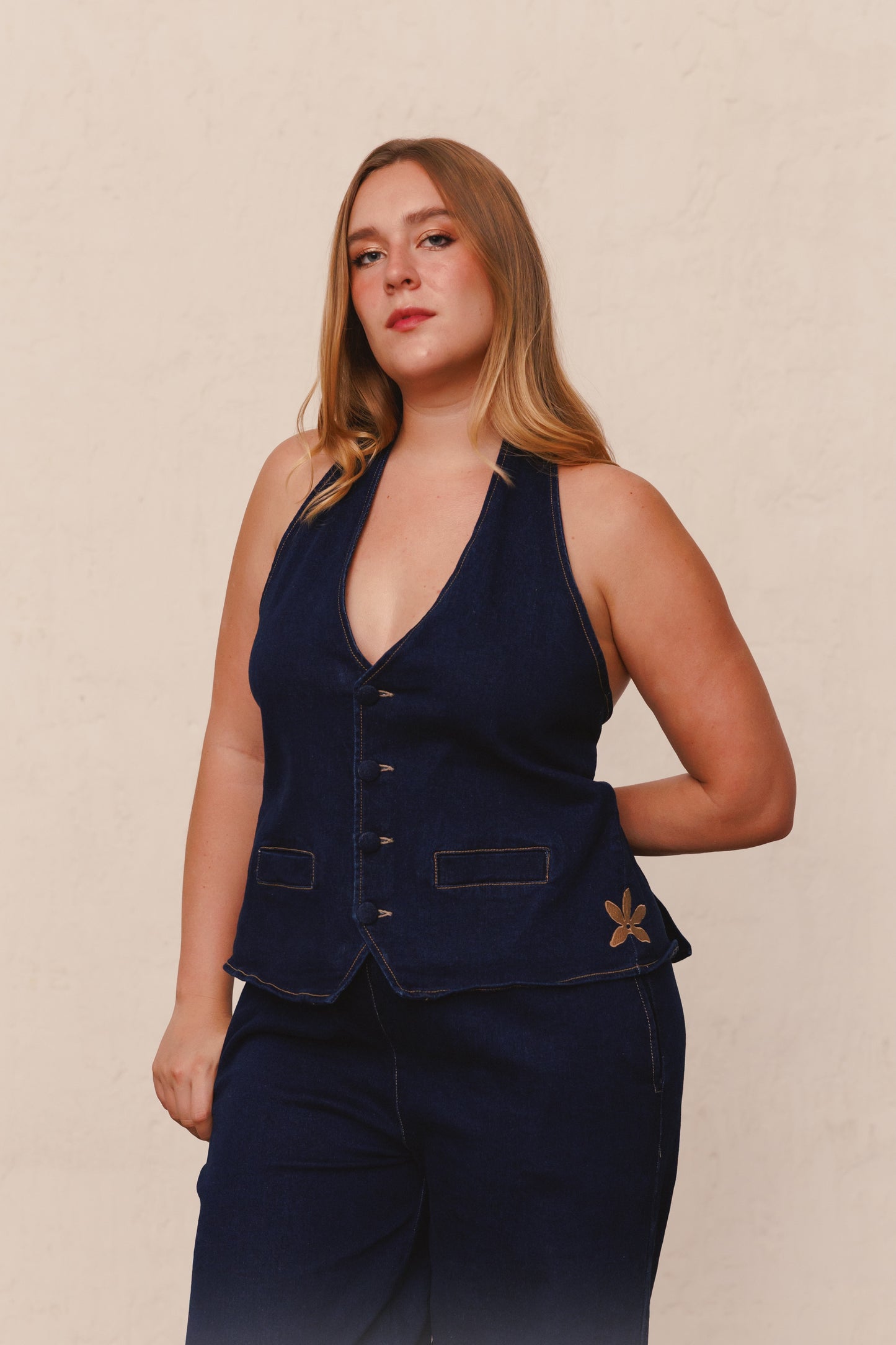 Chaleco Media Luna Denim Oscuro