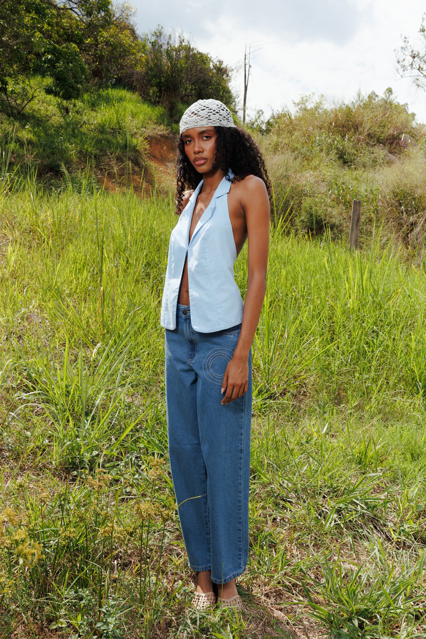 Pantalón Espirales denim medio