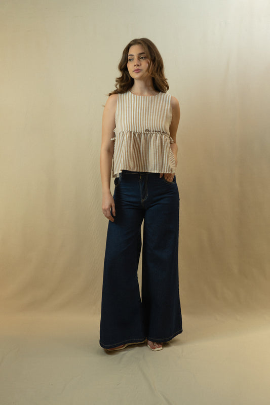 Blusa con Amor para Mí Rayas Caqui