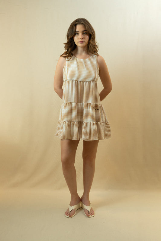 Vestido Calma rayas Caqui