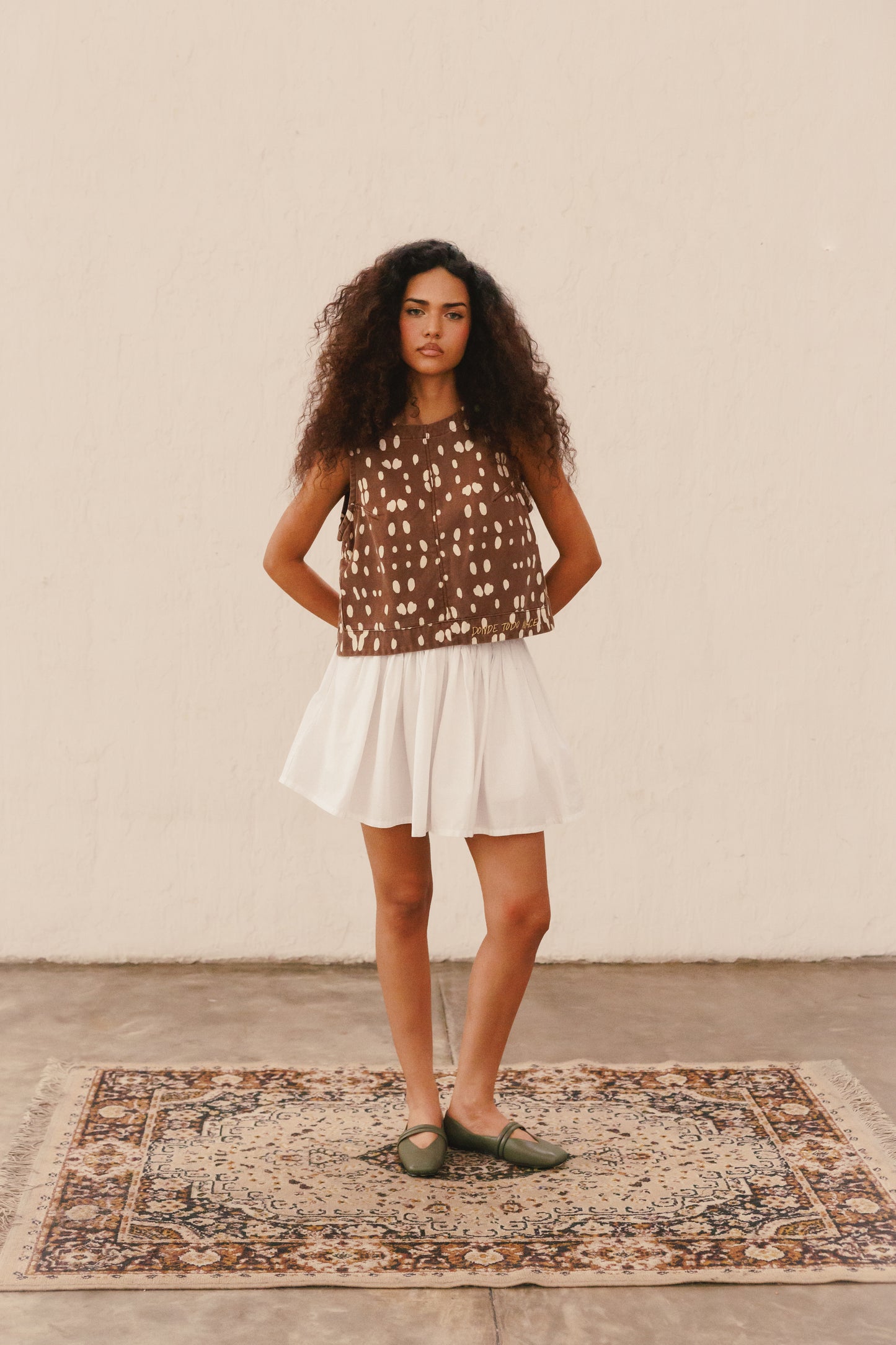Falda Pradera Corta Crema