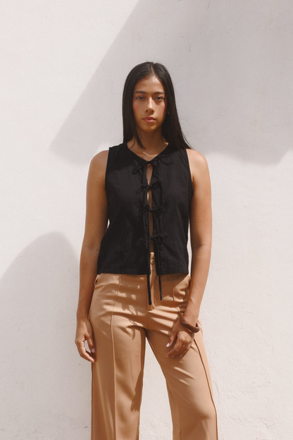Blusa Bahía lino negra