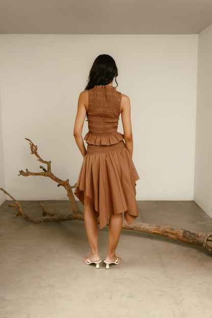 Blusa Raíces encauchada café