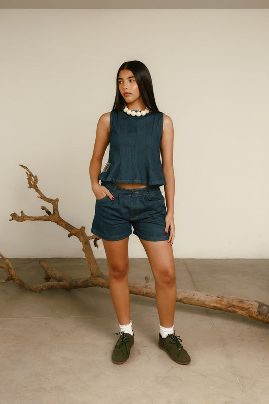Short Camuflaje denim oscuro