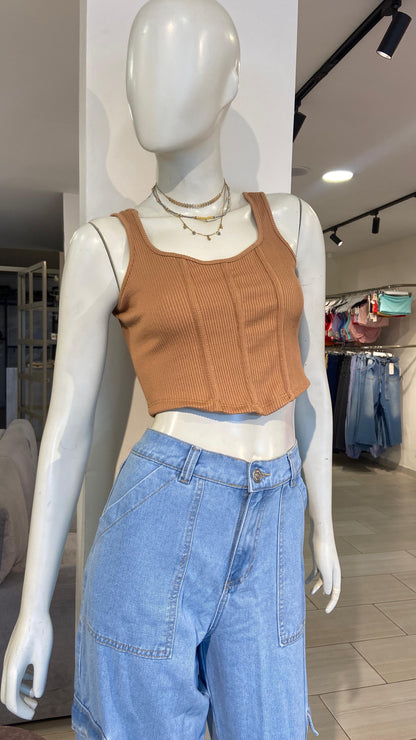 Blusa Margarita tipo corset mostaza